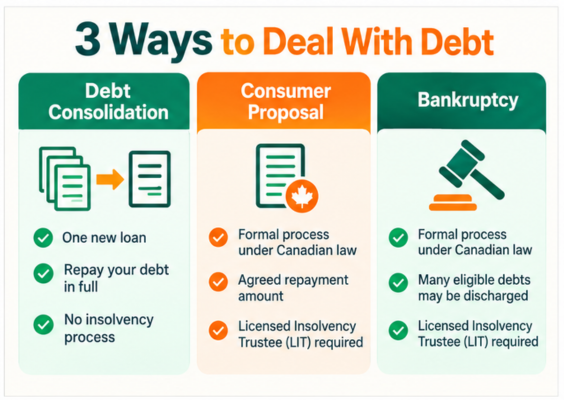 Debt consolidation, consumer proposal and bankruptcy options