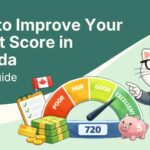 Flat vector illustration of cat next to a credit report monitor in Canada.