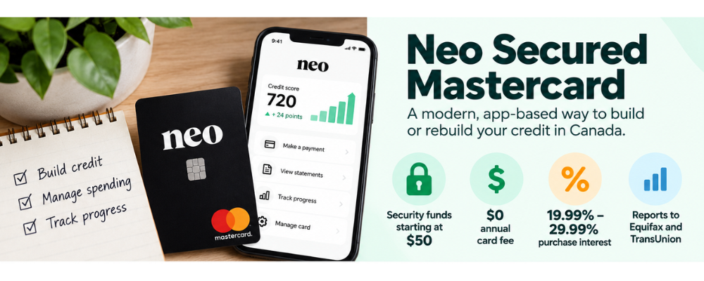 Secured Neo Mastercard fees, interest rates and credit reporting