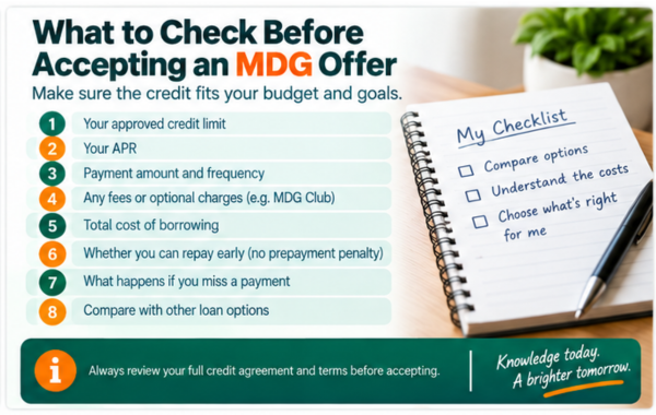 What to check before accepting MDG credit