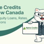Cat holding a sign with Alpine Credit logo.