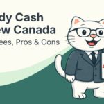 Cat holding a sign with Speedy Cash logo.