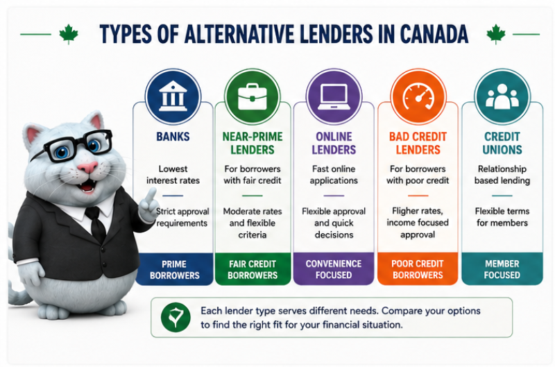 Types of alternative lenders in Canada