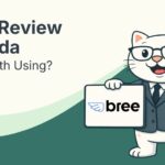 Cat holding a sign with Bree logo