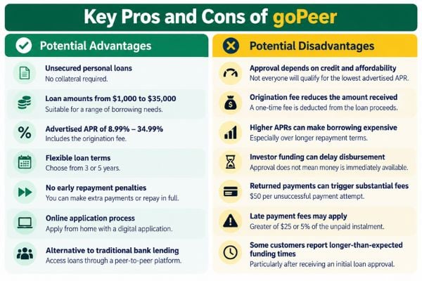 Advantages and disadvantages of goPeer loans